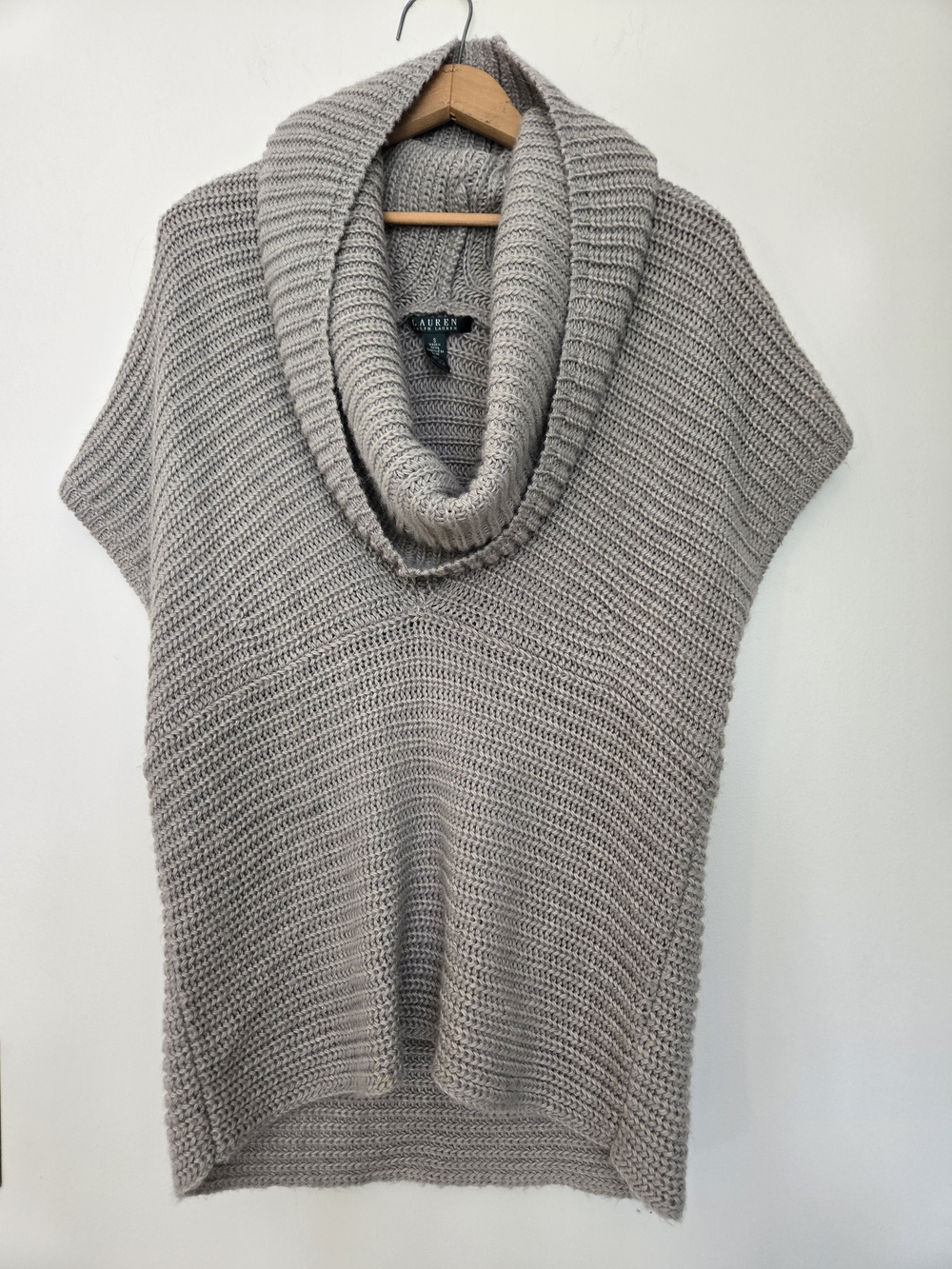 Lauren Ralph Lauren Gray Cowl Neck Knit Sweater